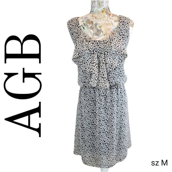 AGB Animal Leopard Spot Blouson Business Career Casual Flowy Comfy Dress - Picture 2 of 11